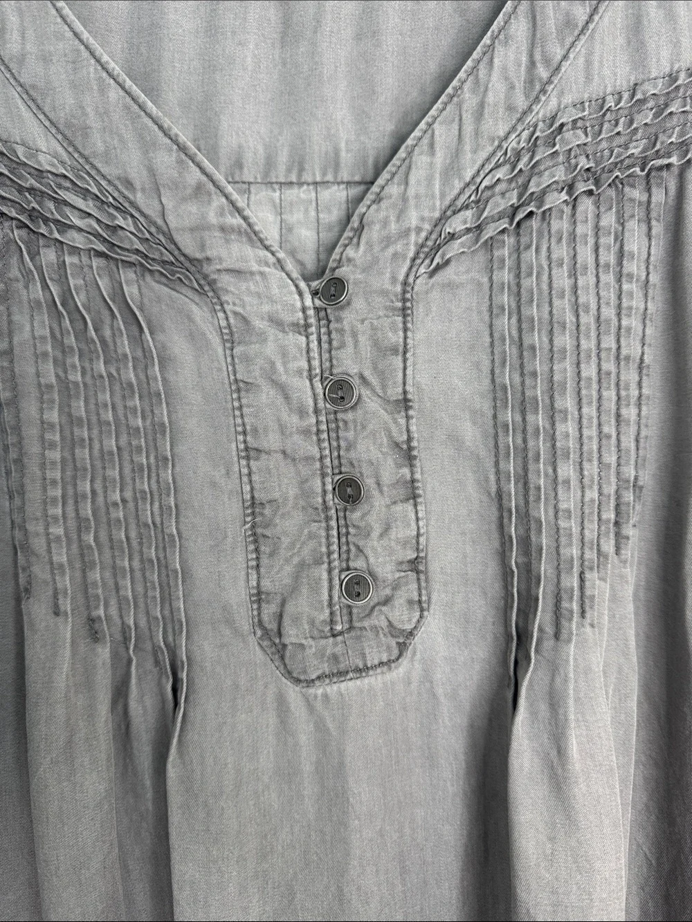 Women's Gray Long-Sleeve Pintuck Peasant Top - Casual Tunic N0169 - Picture 4 of 6